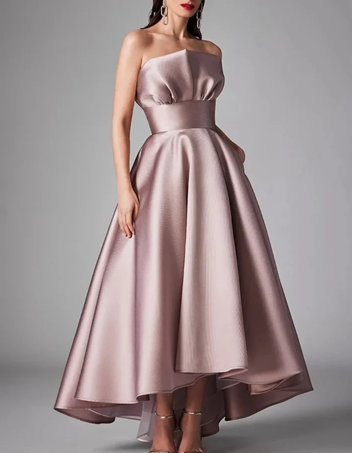 Off-The-Shoulder Neckline Satin Maxi Dress