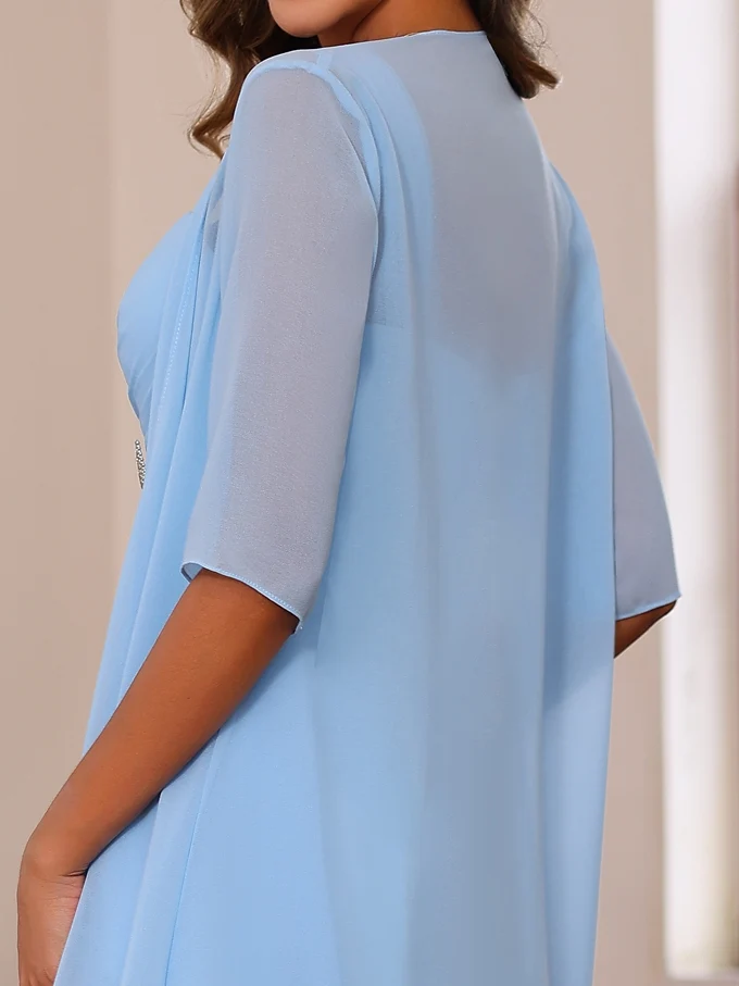  A-Line/Princess Square Neck Knee-Length Mother of the Bride Dresses With Ruffles & Jacket