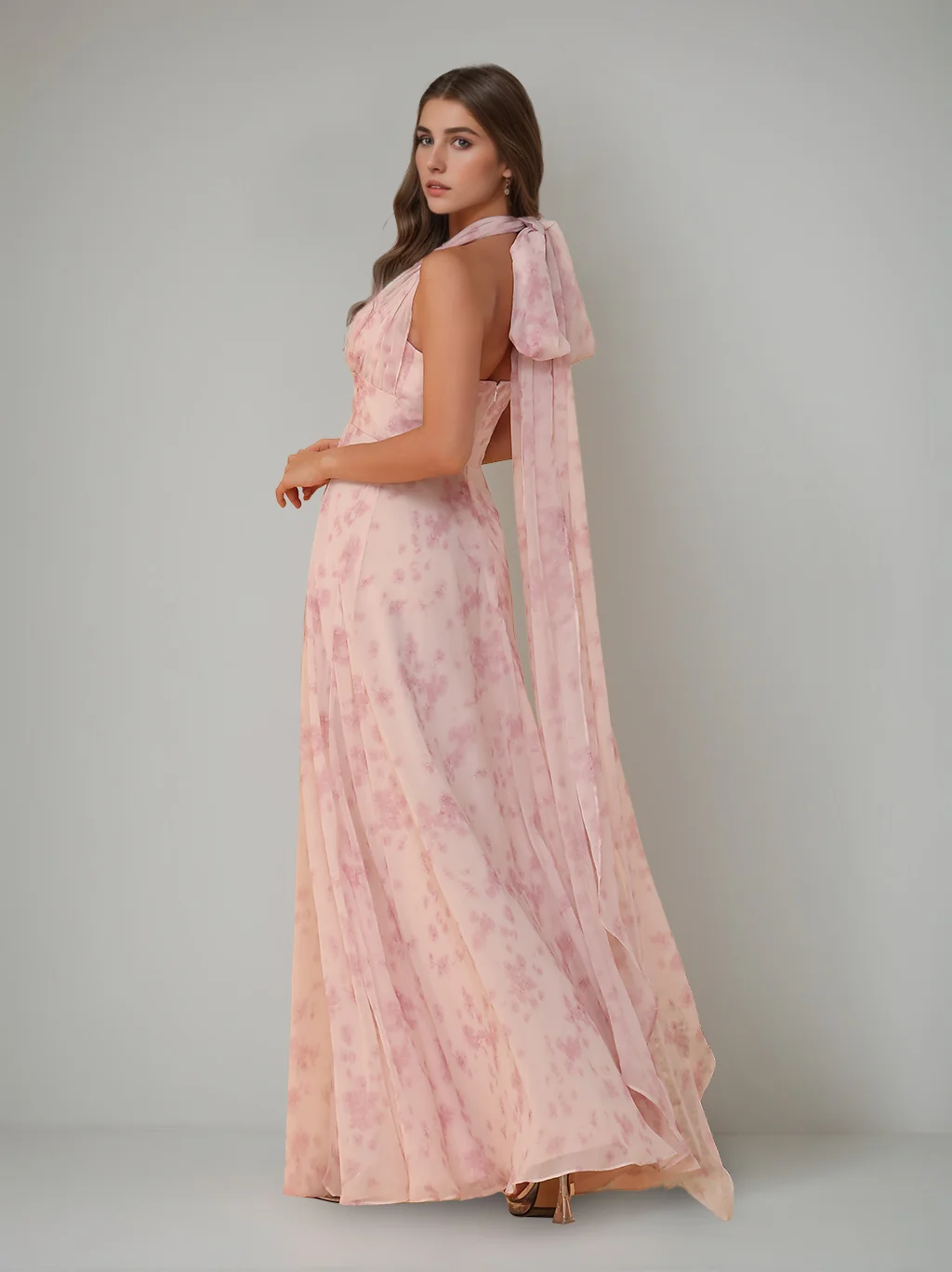 A-Line/Princess One-Shoulder Sleeveless Floor-Length Bridesmaid Dresses with Split Side & Pleated