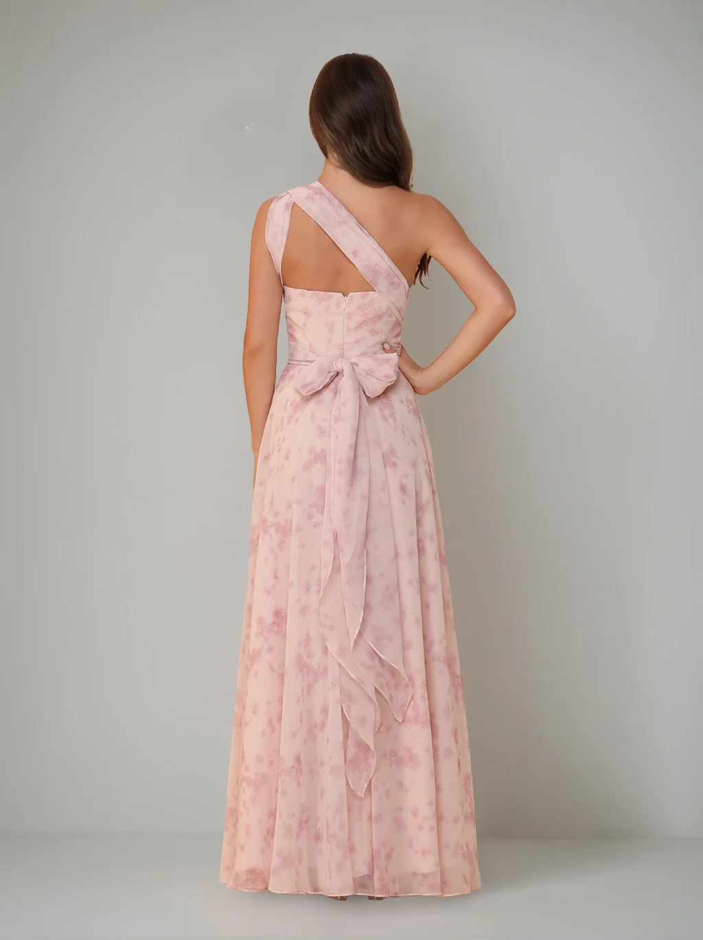 A-Line/Princess One-Shoulder Sleeveless Floor-Length Bridesmaid Dresses with Split Side & Pleated