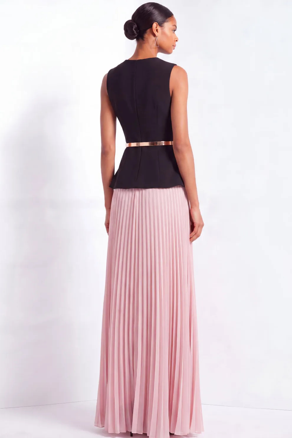 Pink Two Piece Pleated Wedding Guest Dress