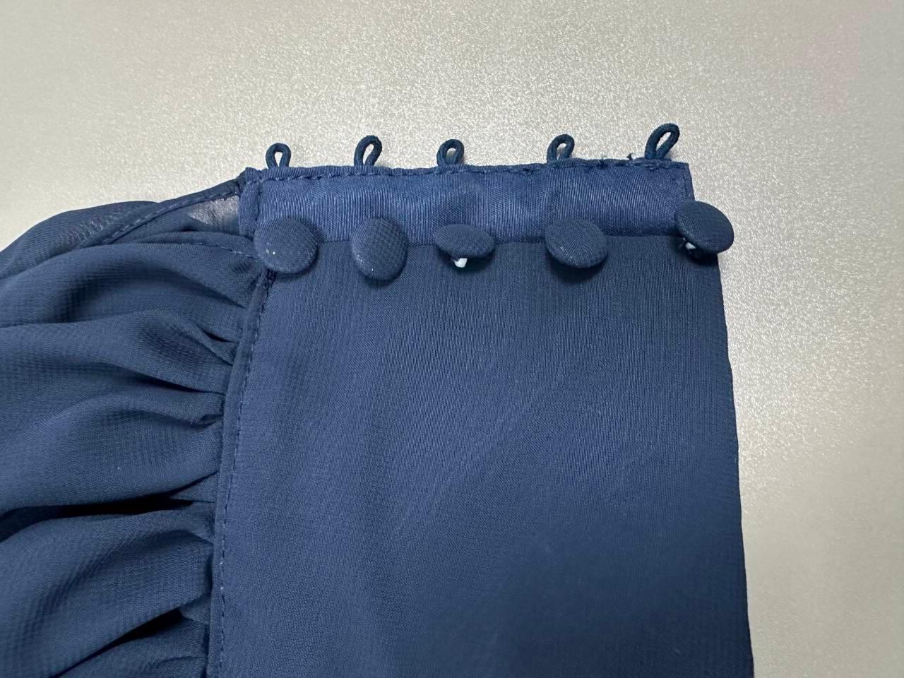 Blue-Grey Chiffon Printed V-Neck Fitted Waist Maxi Dress