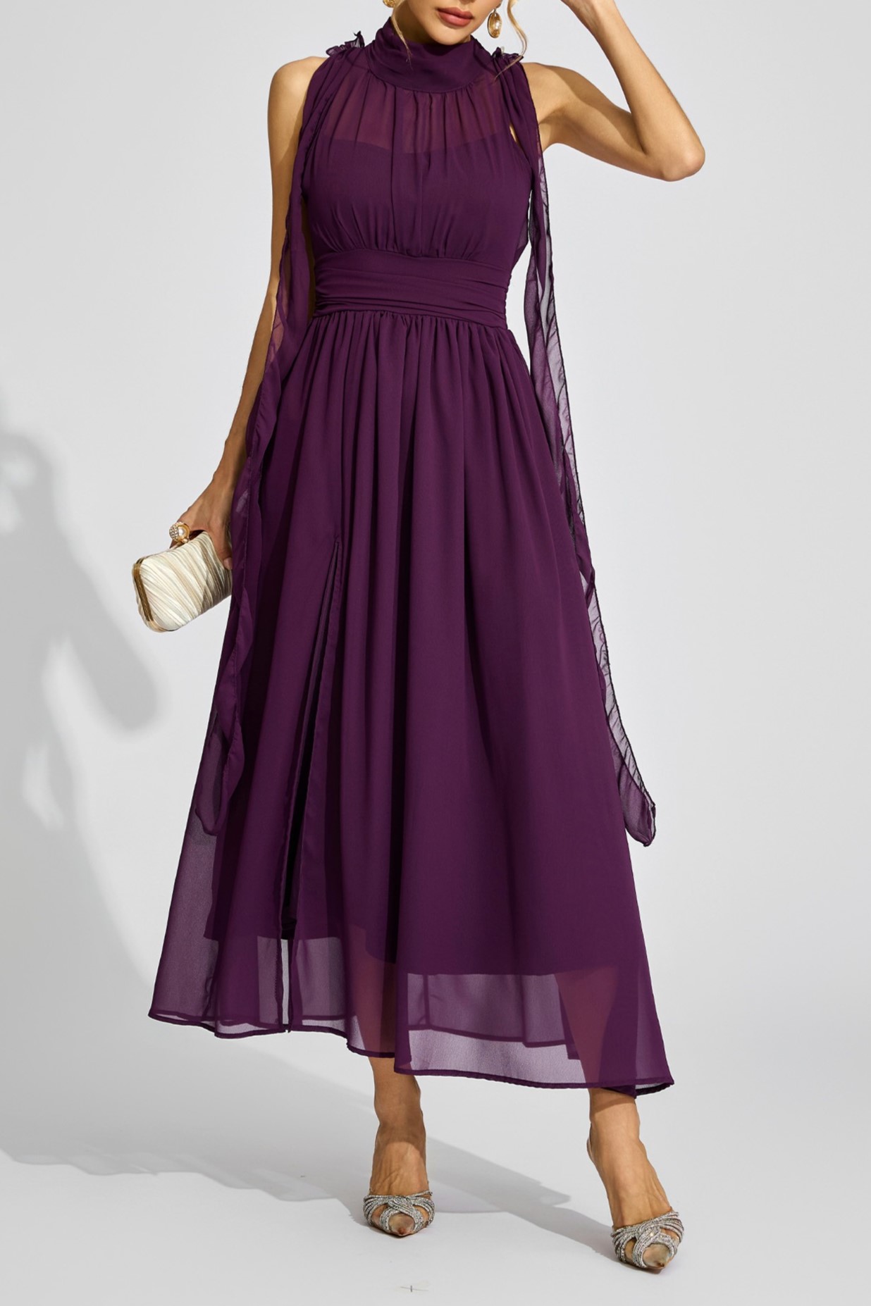 Purple Halter Maxi Dress