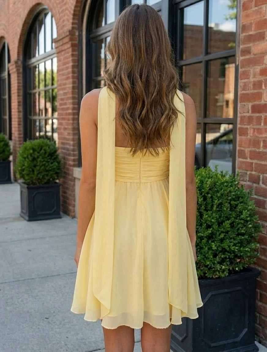 A-Line/Princess Strapless Chiffon Homecoming Dresses with Scarf Sleeveless Short/Mini Ruched