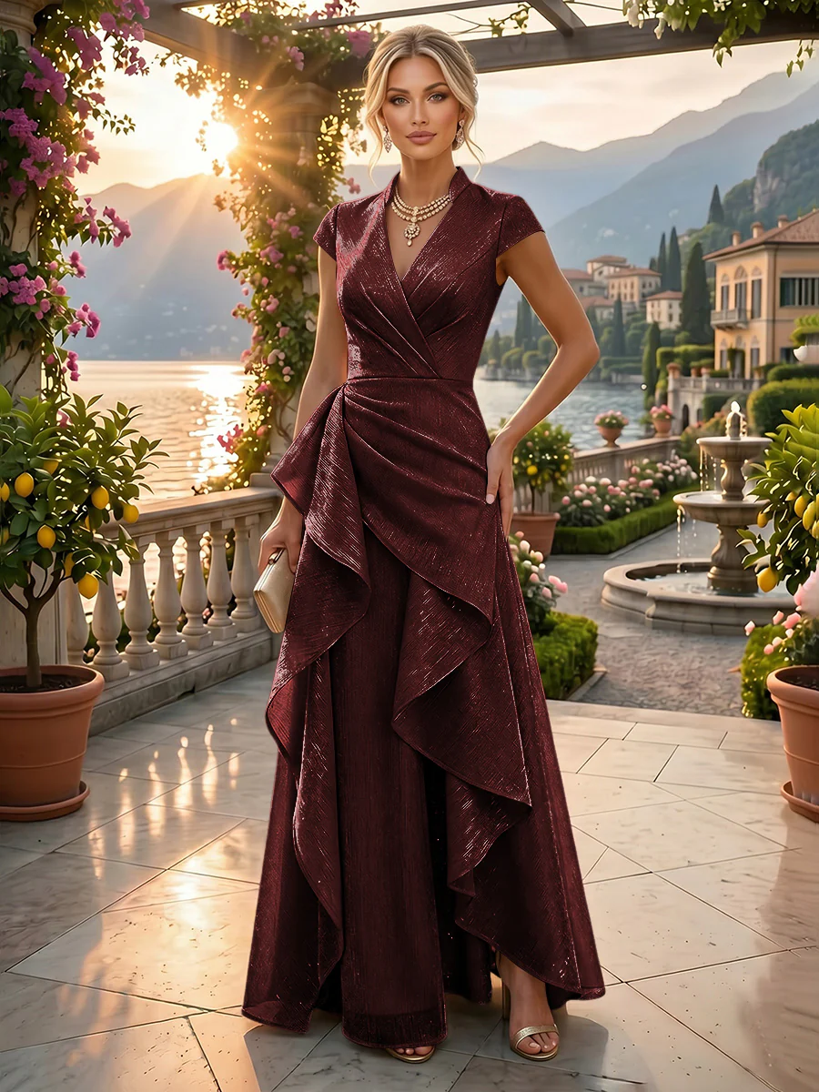 Chiffon A-Line/Princess One Shoulder Floor-Length Mother of the Bride & Groom Dresses with Ruffles & Ruched Waist