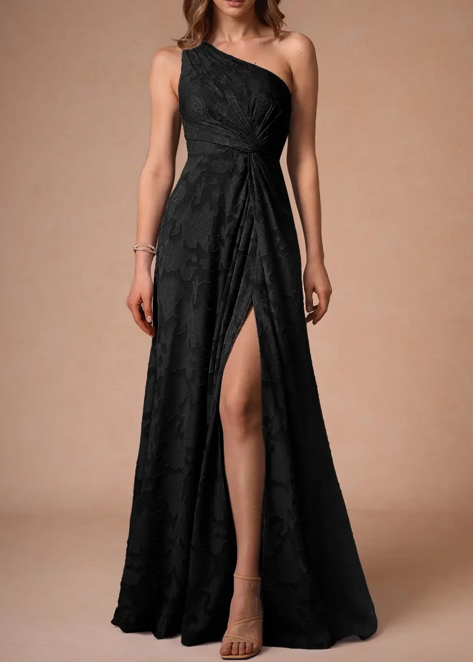 Black One Shoulder Maxi Dress