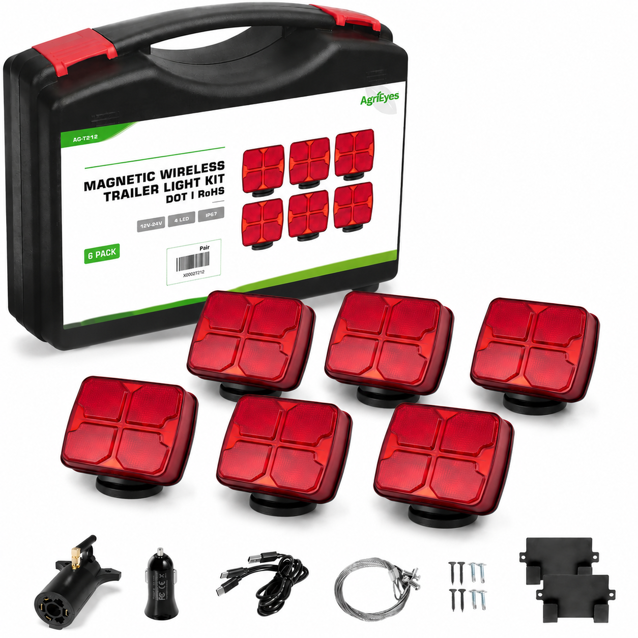 🚛[Best Deal] Ehaho Wireless LED Trailer Lights with Strong Magnet Base, 12-Hour Battery Life Towing Light Kit, Heavy Duty Brake & Turn Signals for RV Marine Boat ✨
