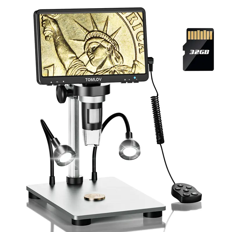 ✨Today's Deal✨TOMLOV DM4W Microscope with Weighing Scale: 4.3" Digital Coin Microscope with Screen, Error Coin Magnifier with Lights, Weight Scale for Collectors, Jeweler, Students, Compatible with Windows/Mac