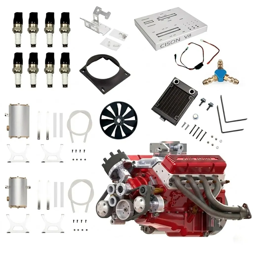 CISON Gasoline OHV V8 Small-block Engine Model Kits 4-Stroke 44cc Water-Cooled 1/6
