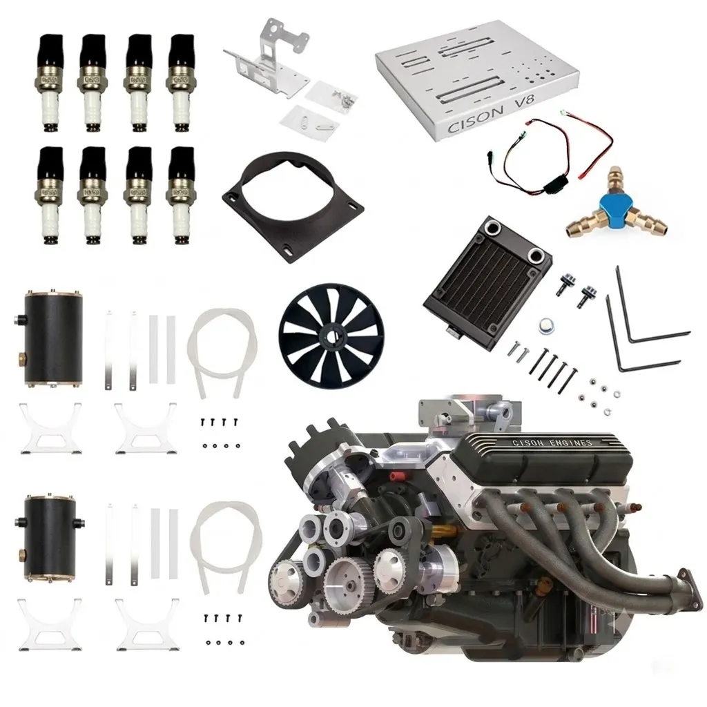 CISON Gasoline OHV V8 Small-block Engine Model Kits 4-Stroke 44cc Water-Cooled 1/6