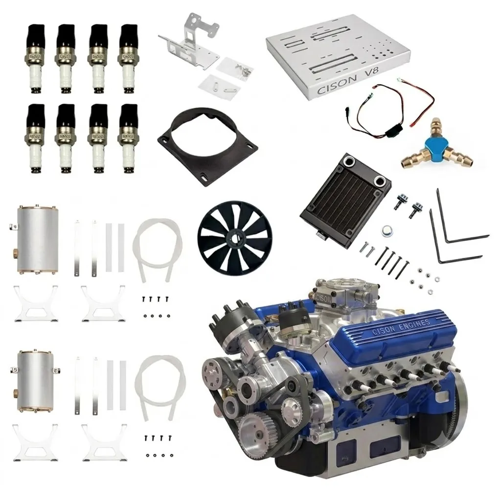 CISON Gasoline OHV V8 Small-block Engine Model Kits 4-Stroke 44cc Water-Cooled 1/6