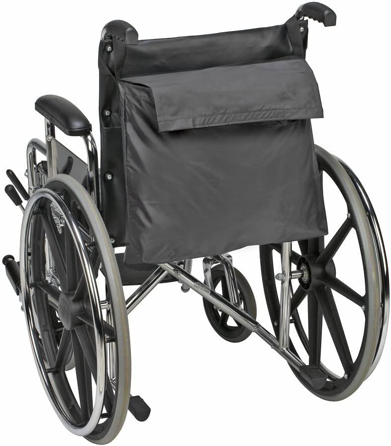 DMI Wheelchair Bag Provides Storage on Wheelchairs and Transport Chairs for Elderly and Disabled, FSA HSA Eligible, Straps for Quick and Easy Install, Black