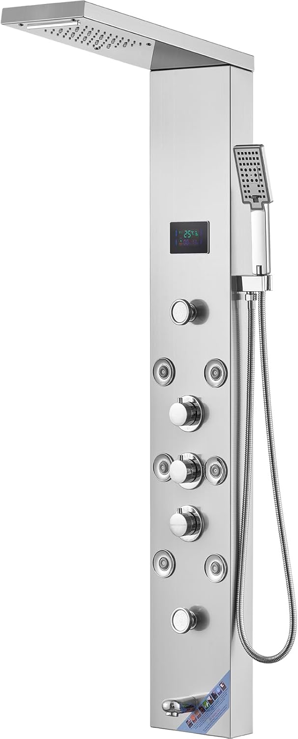 🔥Summer Sale🔥VEVOR Shower Panel, 6 Shower Modes, LED & Screen Hydroelectricity Shower Tower Panel System