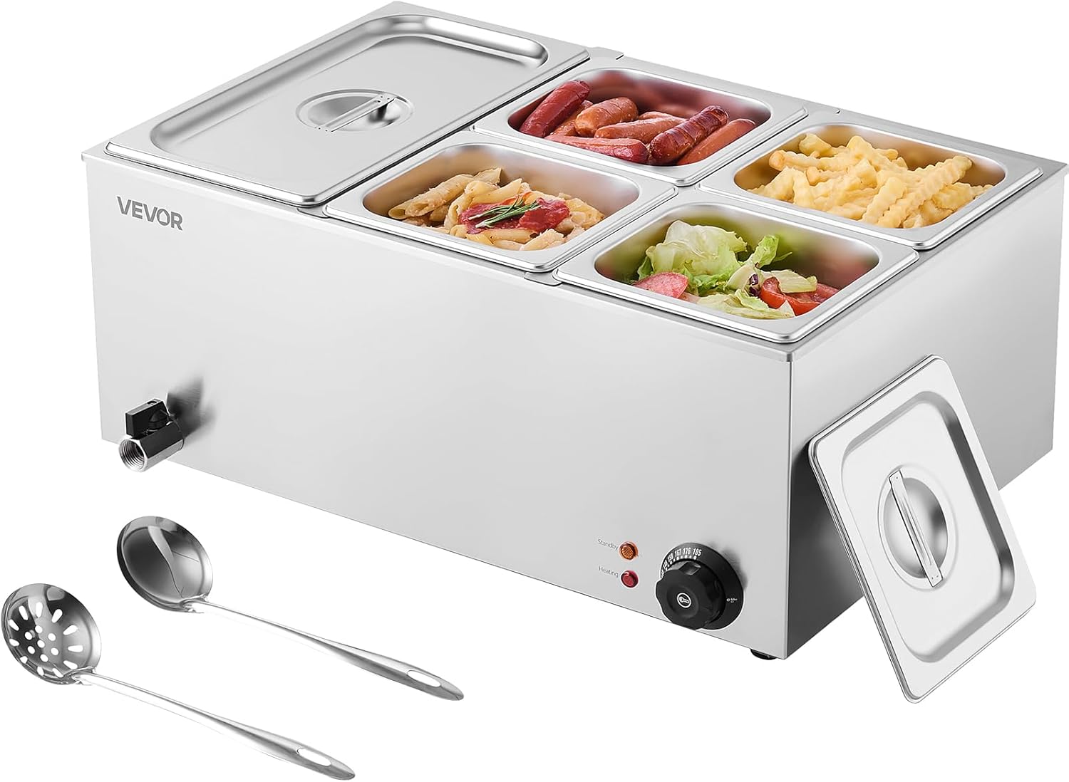 💥Special Offers⚡Commercial Food Warmer — 1500W Stainless Steel Steam Table with Lid 🍲