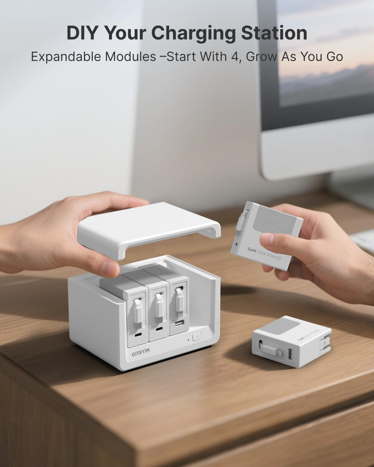 🎁 FLASH SALE-Gitryin 160W Modular Charging Station with Retractable USB-C Cables ✨ Save Big Today!