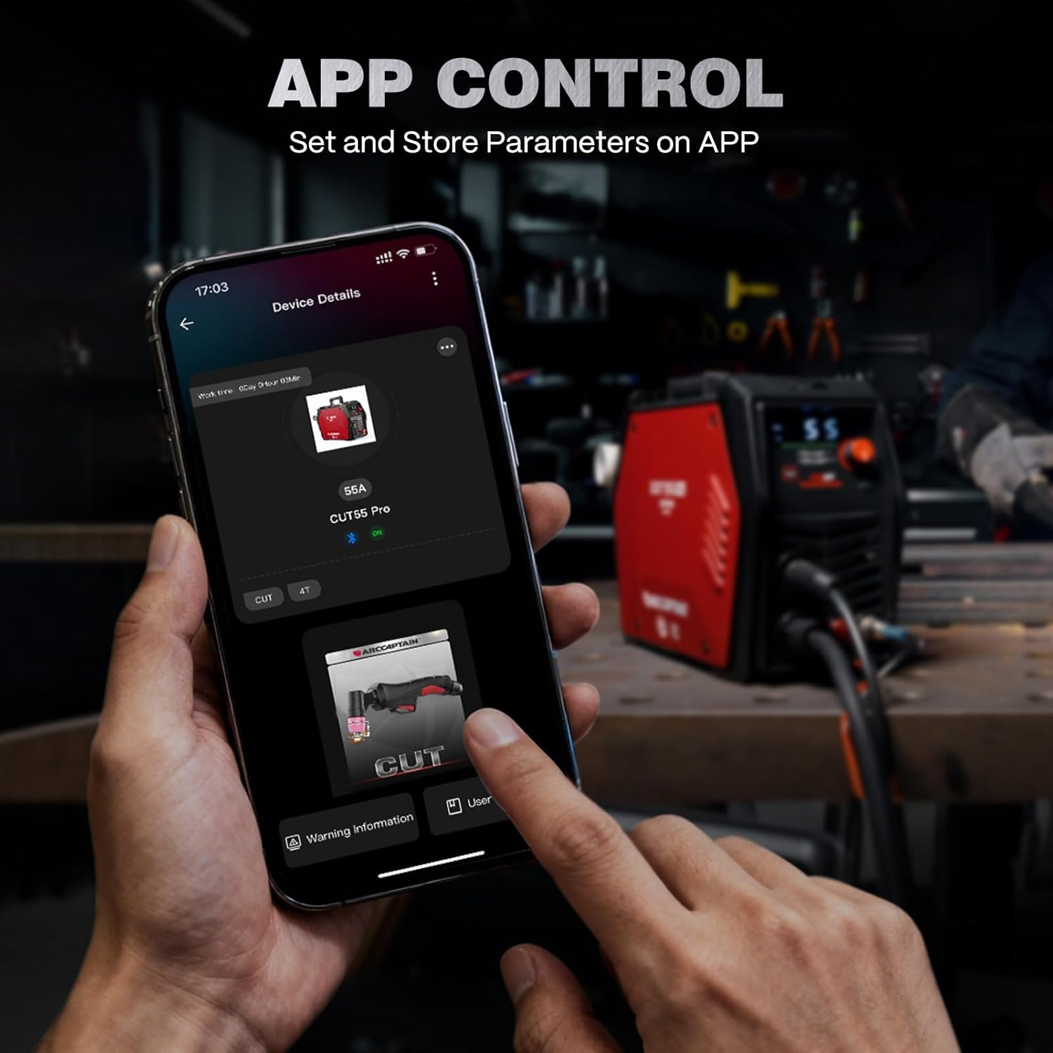 🔥【Best Seller】ARCCAPTAIN iControl CUT55 Pro Plasma Cutter Machine, 55 Amp Non-Touch Pilot Arc 120V/240V, Smart APP & LED Display