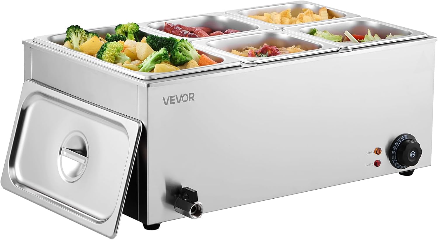 💥Special Offers⚡Commercial Food Warmer — 1500W Stainless Steel Steam Table with Lid 🍲