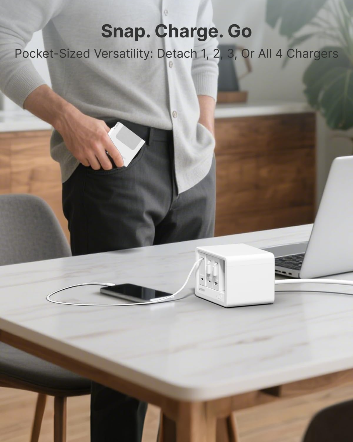 🎁 FLASH SALE-Gitryin 160W Modular Charging Station with Retractable USB-C Cables ✨ Save Big Today!