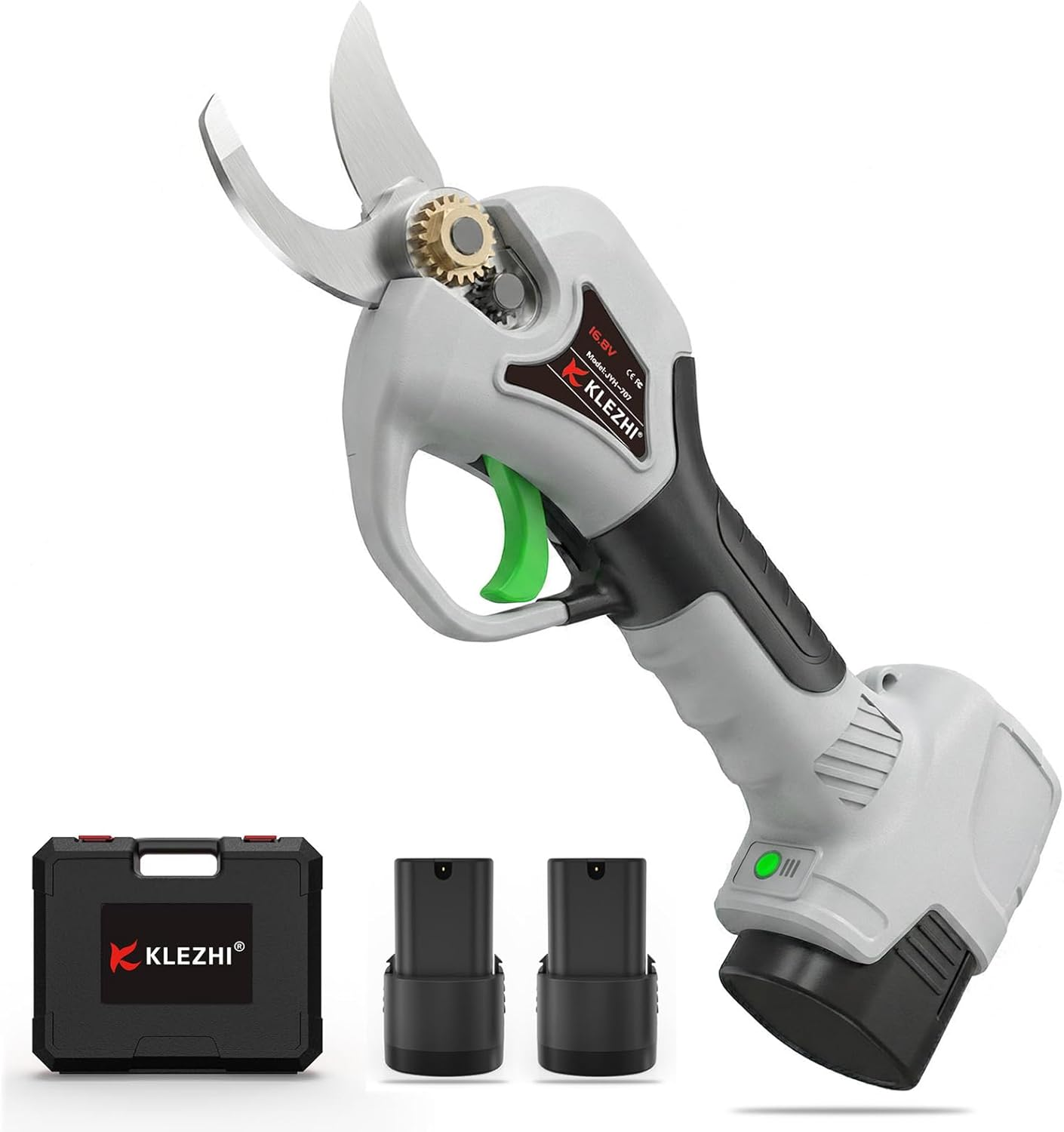 💥Clearance Sale! KLEZHI 16.8V Cordless Electric Pruner w/ Sharp SK5 Blades & Dual 2000mAh Batteries - Buy Now & Save Big