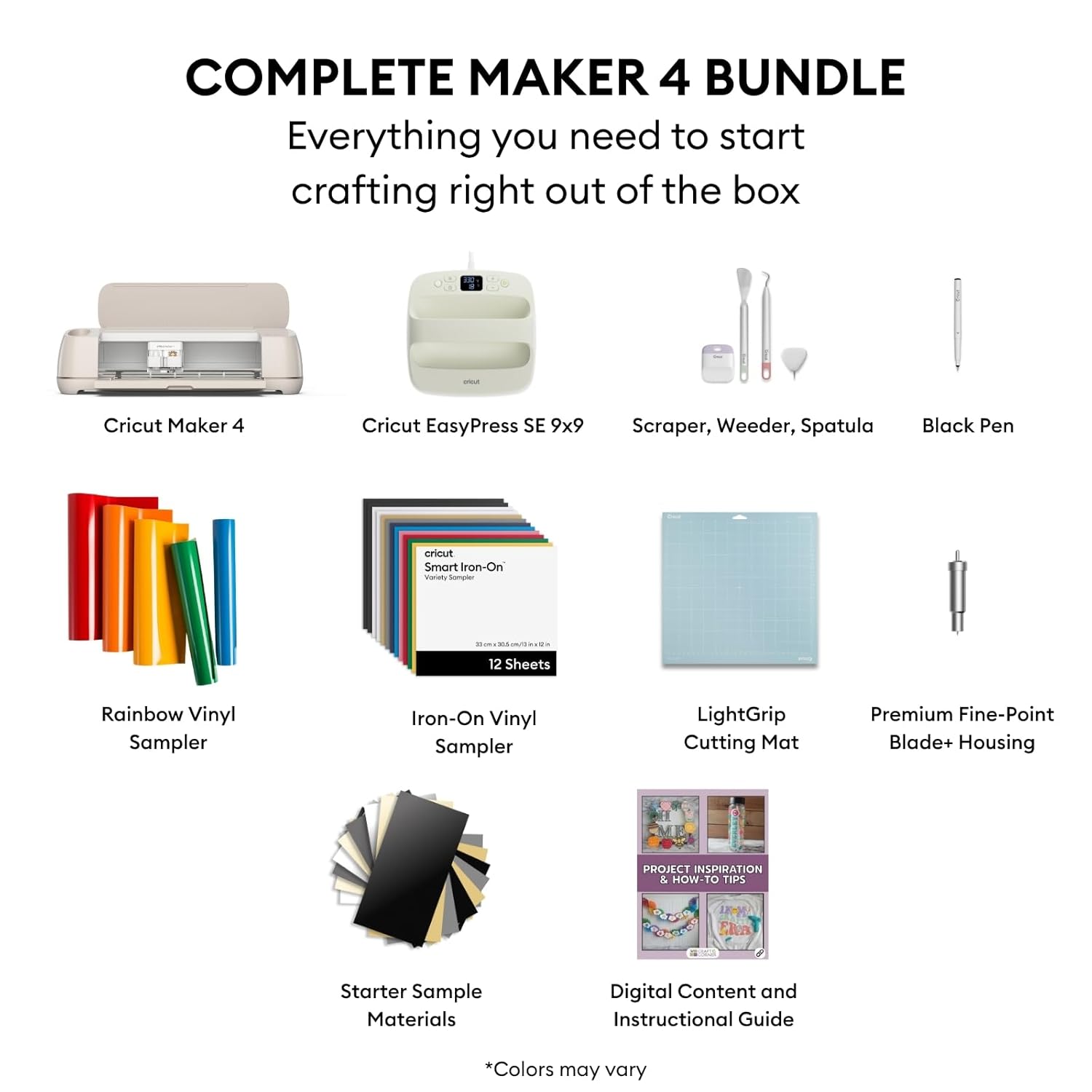 ☀️Summer Sale🔥🎨Cricut Maker 4 T-Shirt Making Bundle – Cutting Machine + EasyPress SE Heat Press, Vinyl & Iron-On Kit for DIY Apparel & Crafts