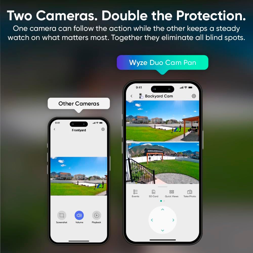 🔥Summer Sale🔥WYZE Duo Cam Pan , Indoor/Outdoor IP65 2K 360° Pan