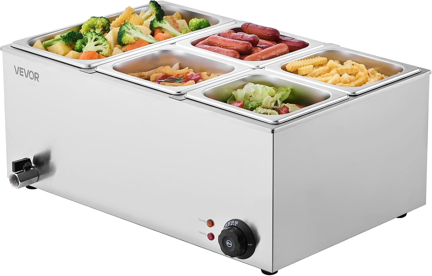 💥Special Offers⚡Commercial Food Warmer — 1500W Stainless Steel Steam Table with Lid 🍲