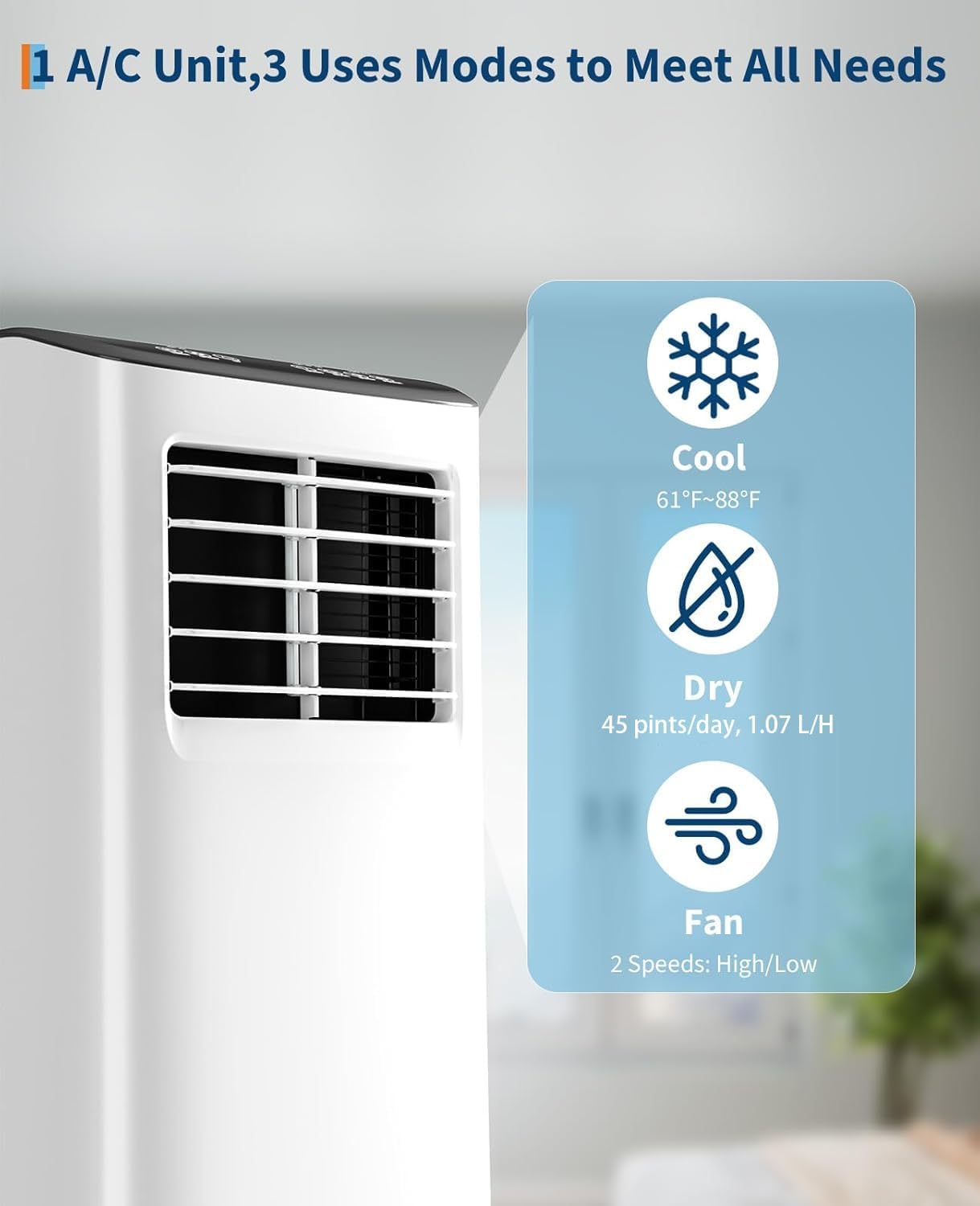 🏆 [Premium Quality] SereneLife 4-in-1 Portable AC Unit 10,000 BTU, Smart Smart Air Conditioner and Heater with WiFi App & Remote (Special Promotion)