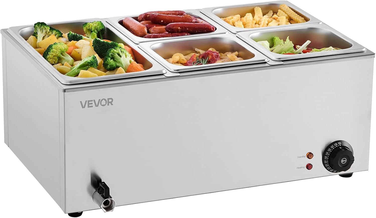 💥Special Offers⚡Commercial Food Warmer — 1500W Stainless Steel Steam Table with Lid 🍲