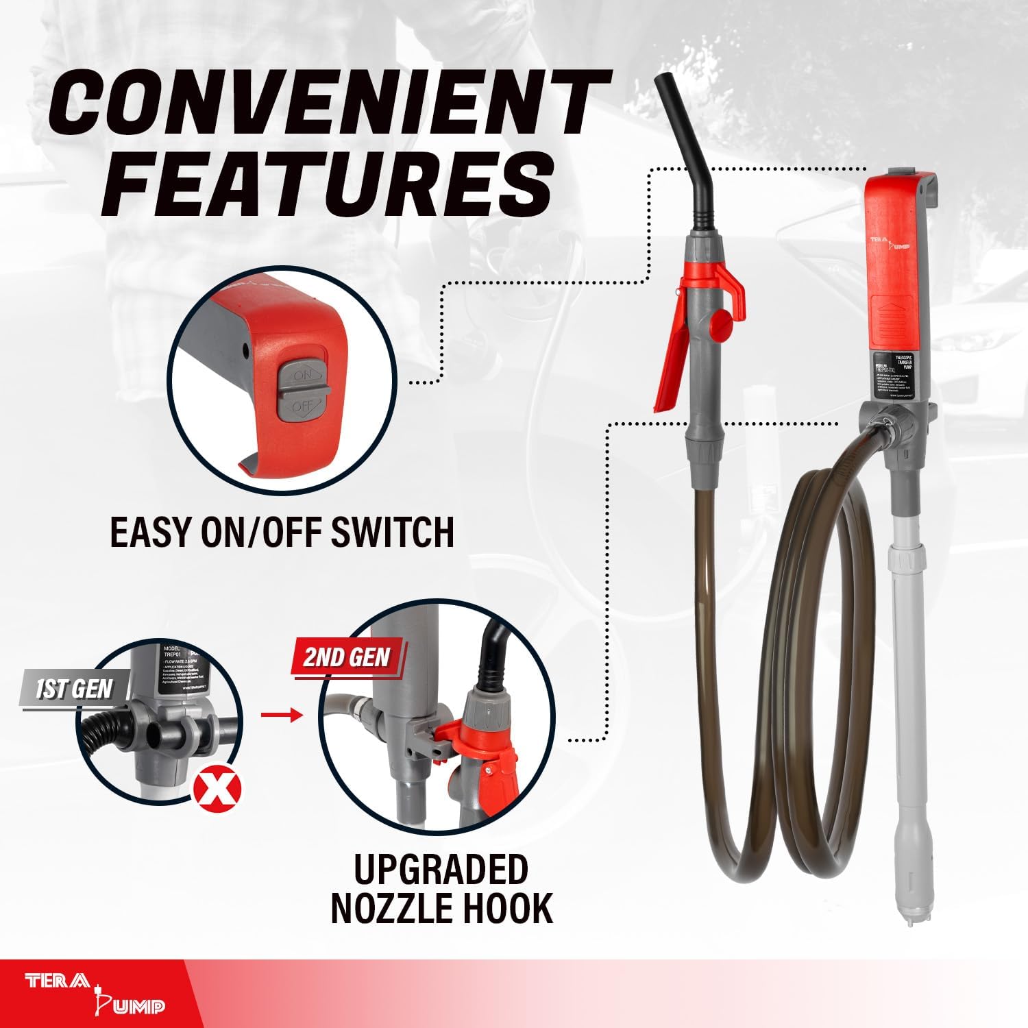 💥Today Only⚡TERA PUMP Portable Fuel Pump with 10FT XL Hose for Gas & Diesel
