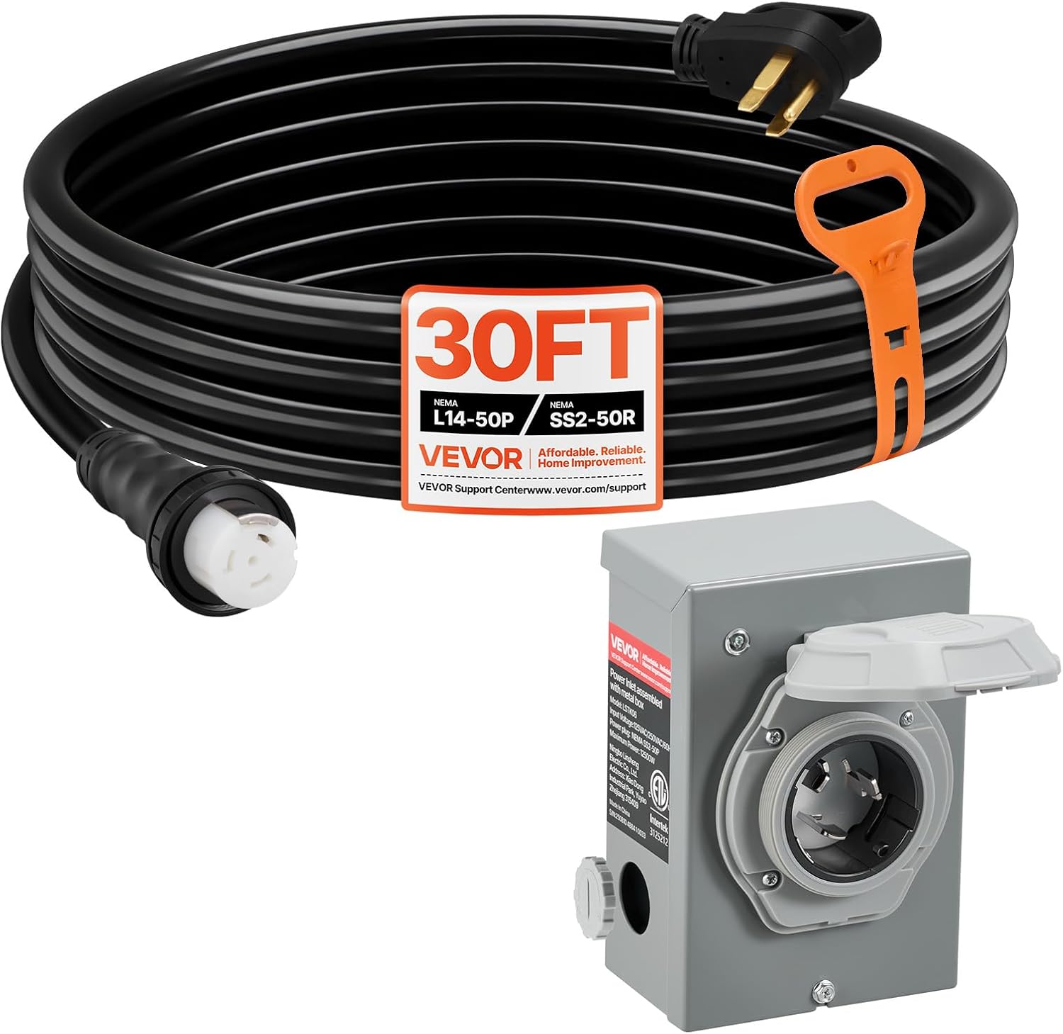 VEVOR 50 Amp Generator Cord and Power Inlet Box Kit