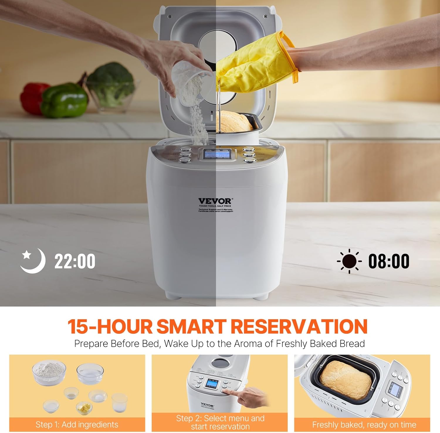 🔥Summer Sale🔥VEVOR Bread Maker, Dough Machine 15 Menus in 1