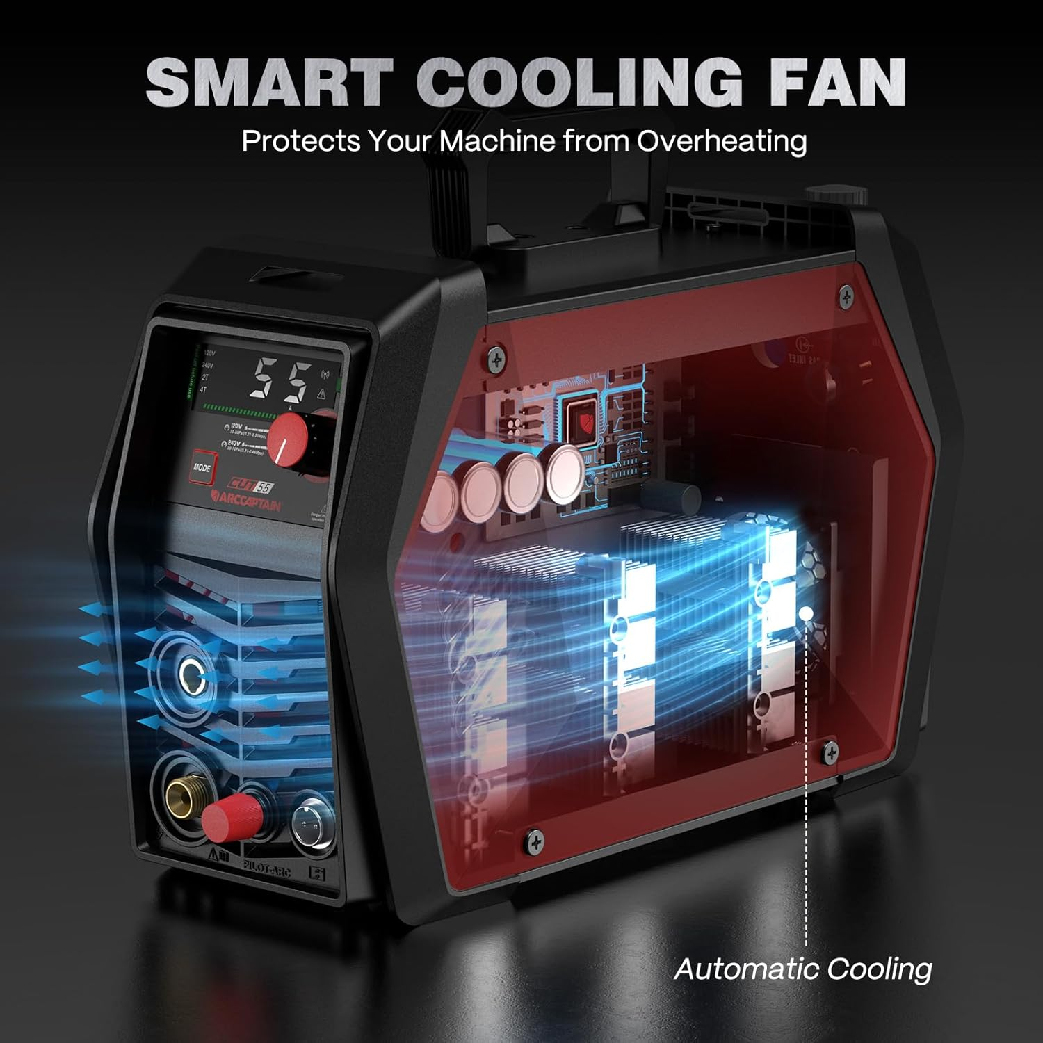 🔥【Best Seller】ARCCAPTAIN iControl CUT55 Pro Plasma Cutter Machine, 55 Amp Non-Touch Pilot Arc 120V/240V, Smart APP & LED Display
