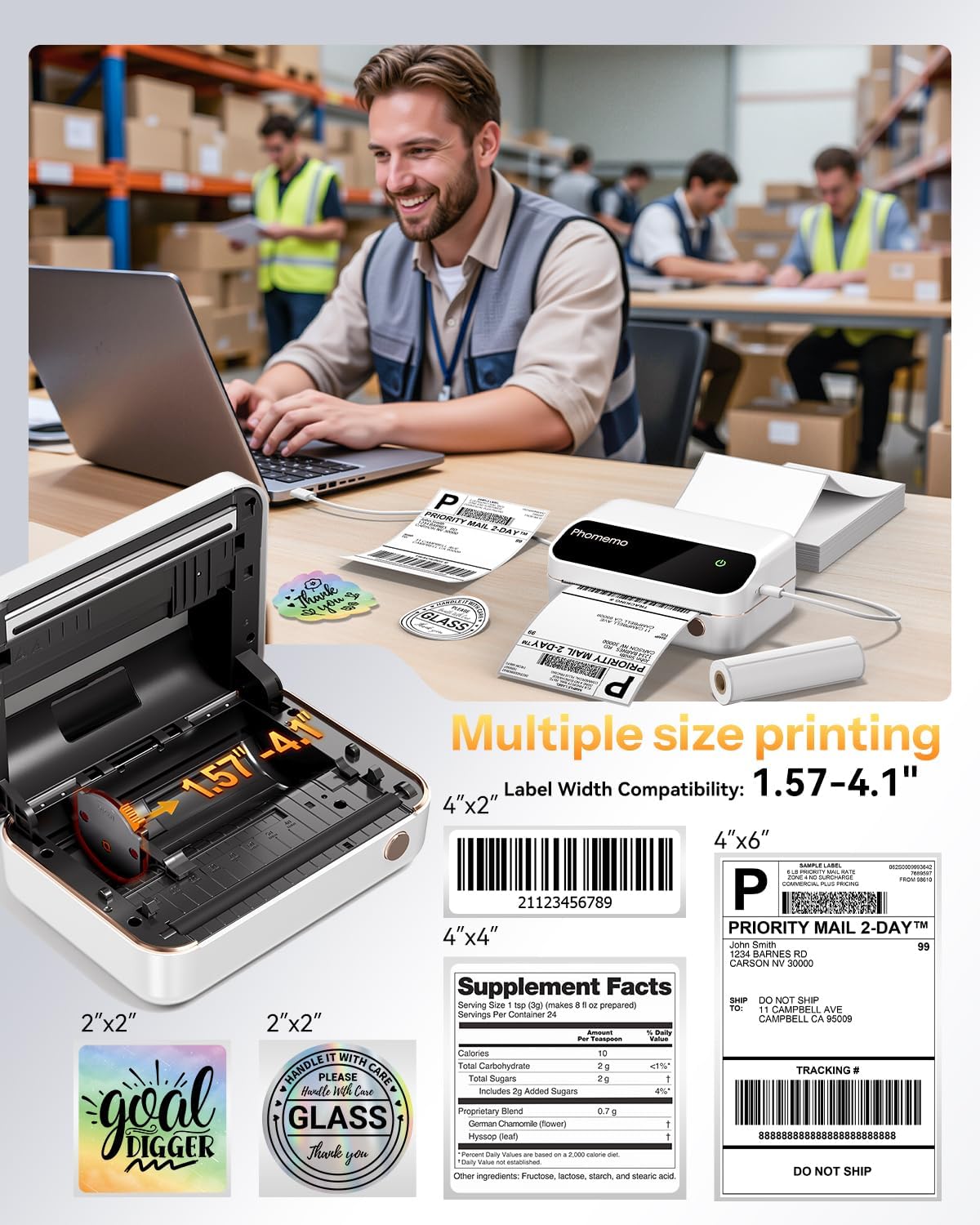 🖨️📦Phomemo M420 Bluetooth Thermal Label Printer