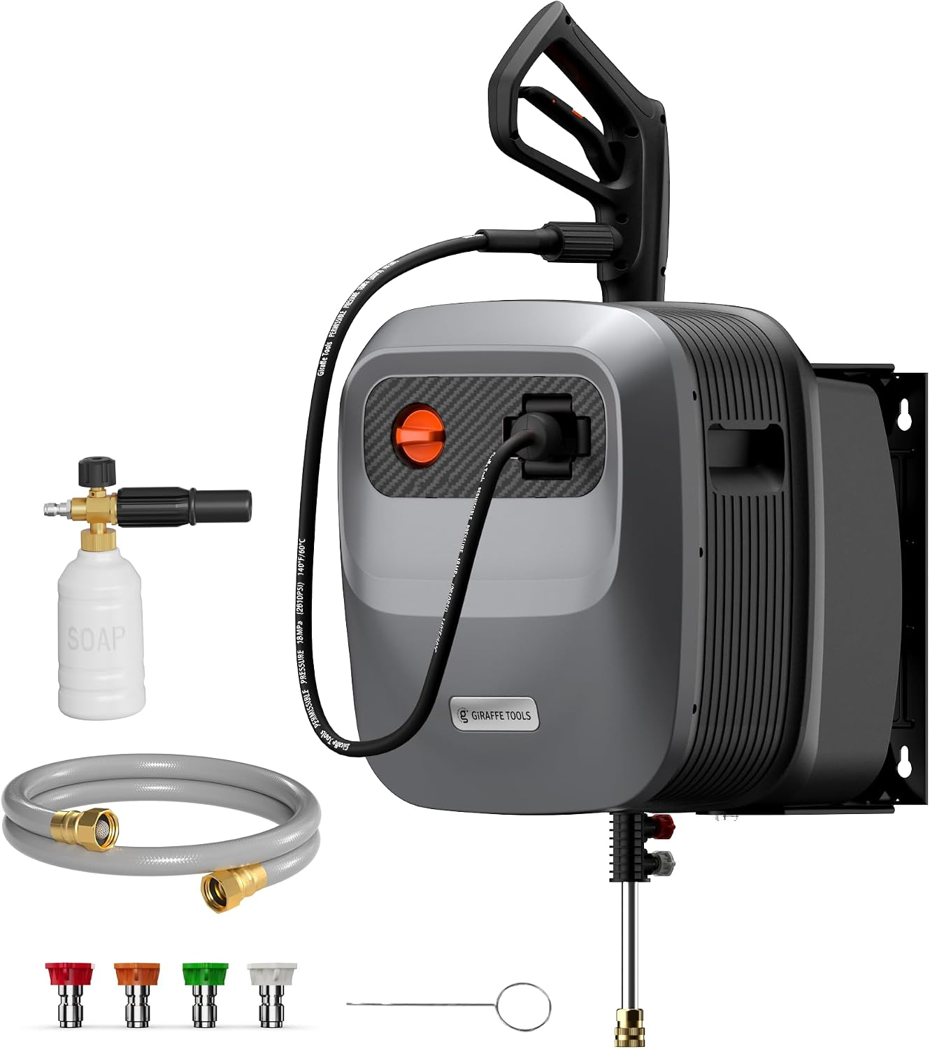 ⚡ [LIMITED TIME OFFER] Giraffe Tools G20 Pro Wall Mount Electric Power Washer with 65ft Auto-Retract Hose & Foam Cannon 🚚