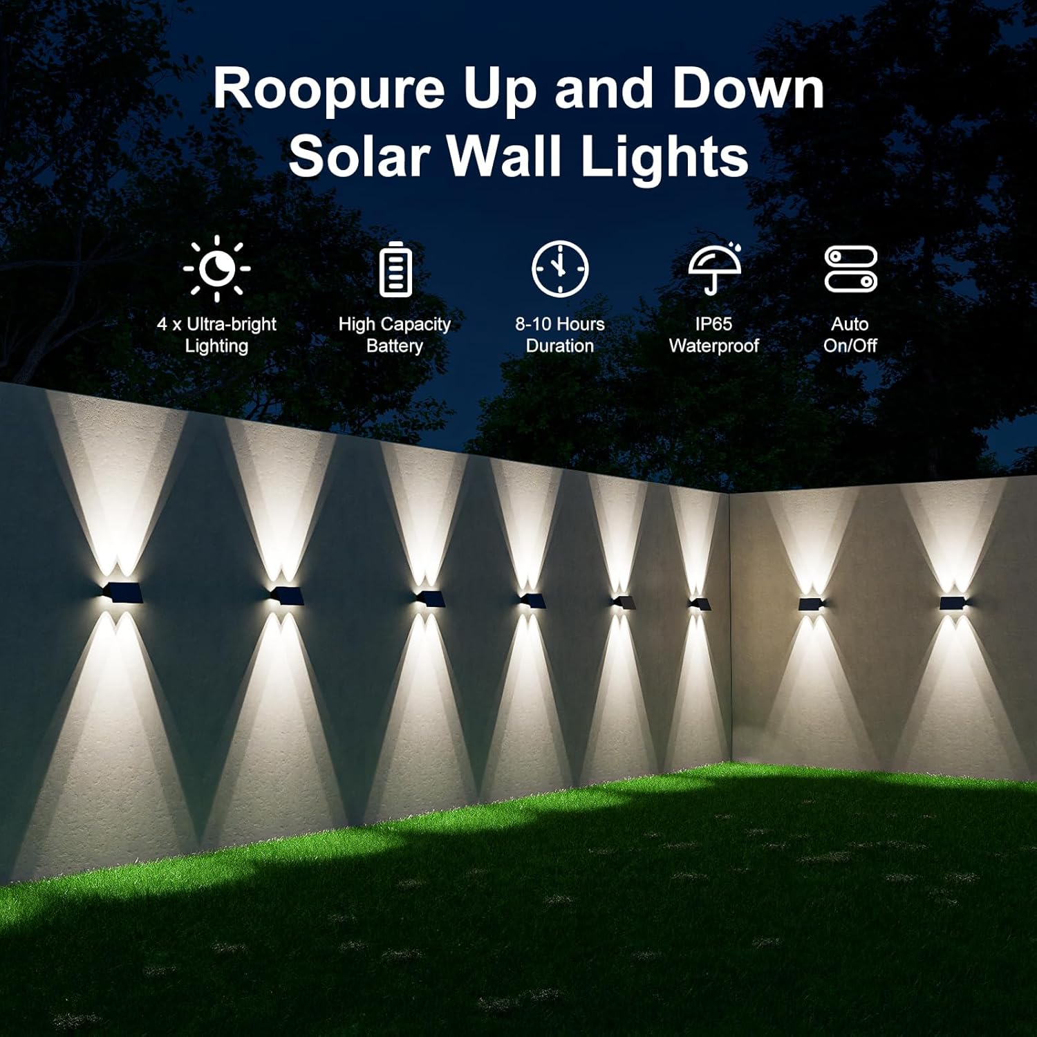 🏡[Online Exclusive] 12 Pack Solar Up and Down Wall Lights - Outdoor Waterproof Decorative LED Lamps for House Exterior, Fence & Patio [🔥Top Rated]