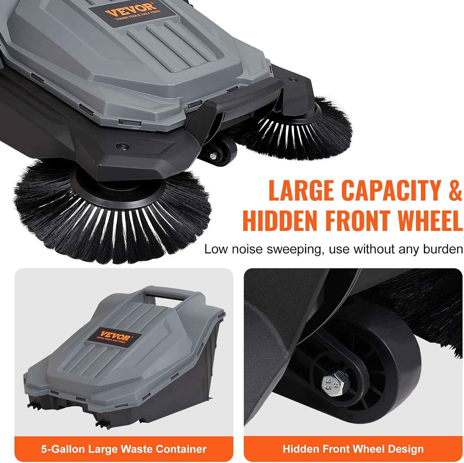 🔥Summer Sale🔥VEVOR Walk-Behind Hand Push Floor Sweeper