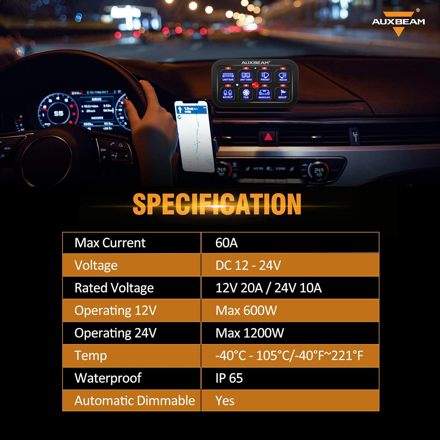 🛠️ [CAR UPGRADE DEAL] Auxbeam BA80 8 Gang Switch Pod, Intelligent Under-Hood Relay Control Box System with Backlight Dimmable Touch Panel for Off-Road Lighting 🚨