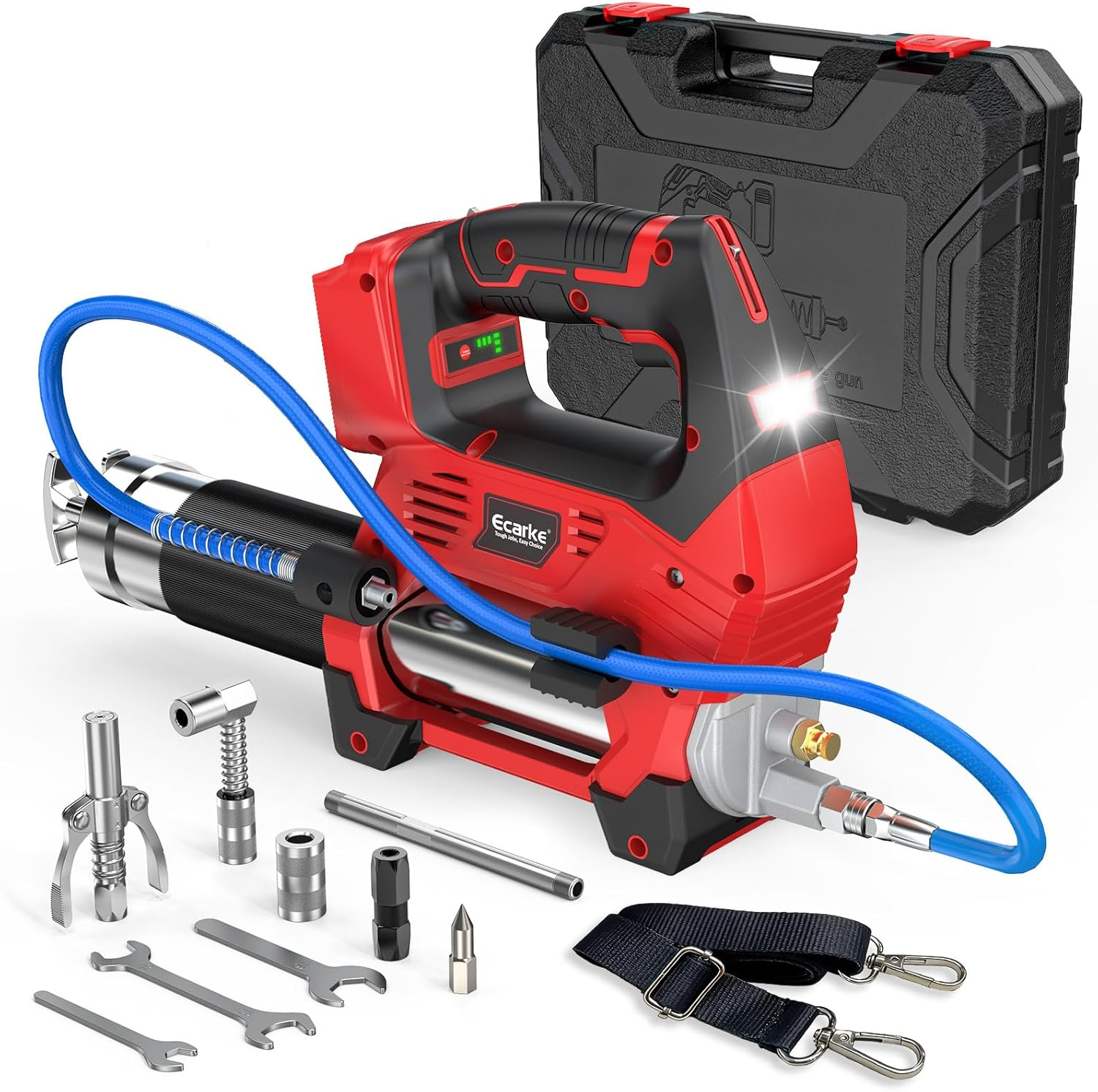 💪Summer Clearance⚡Ecarke 12000PSI Cordless Grease Gun Compatible with DeWalt 20V or Milwaukee 18V Battery, Dual Grip Electric Grease Gun with 39" Hose(Tool Only)