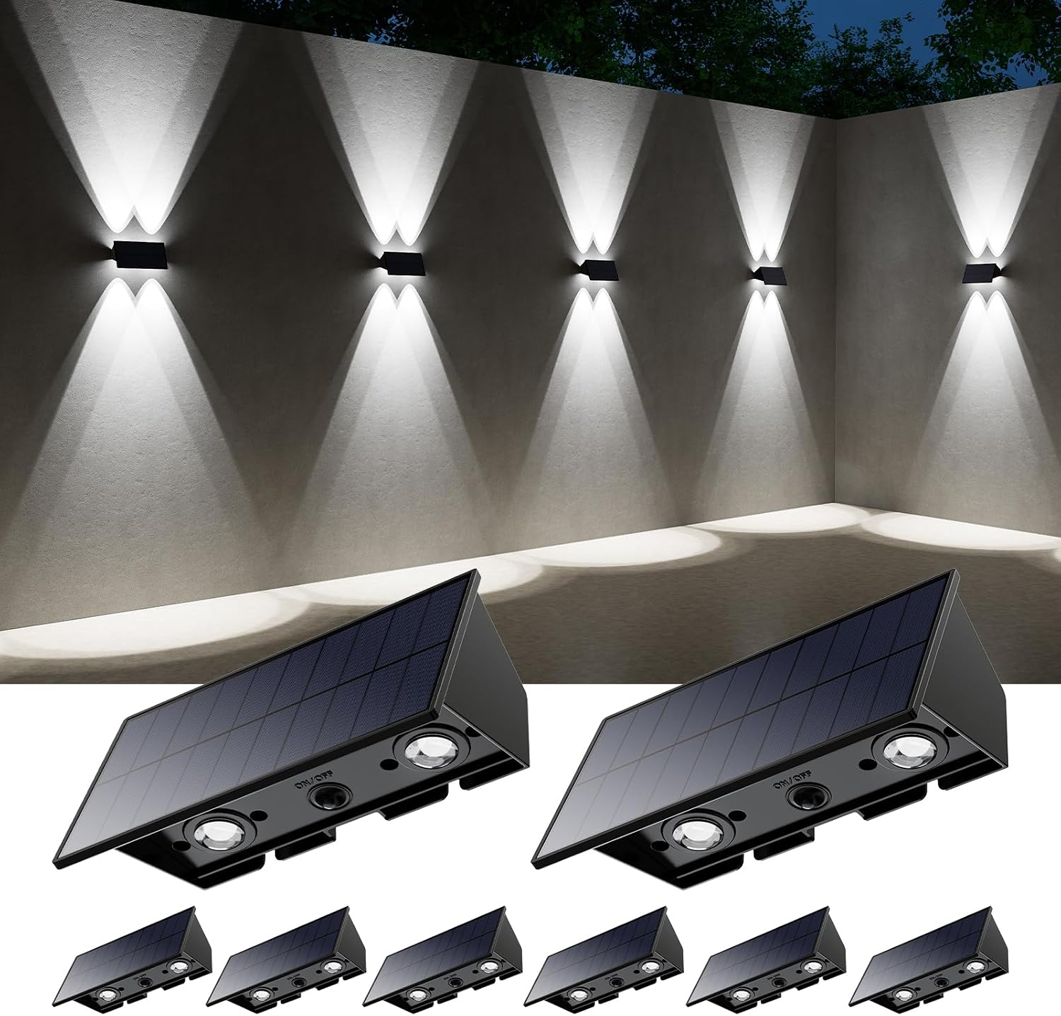 🏡[Online Exclusive] 12 Pack Solar Up and Down Wall Lights - Outdoor Waterproof Decorative LED Lamps for House Exterior, Fence & Patio [🔥Top Rated]