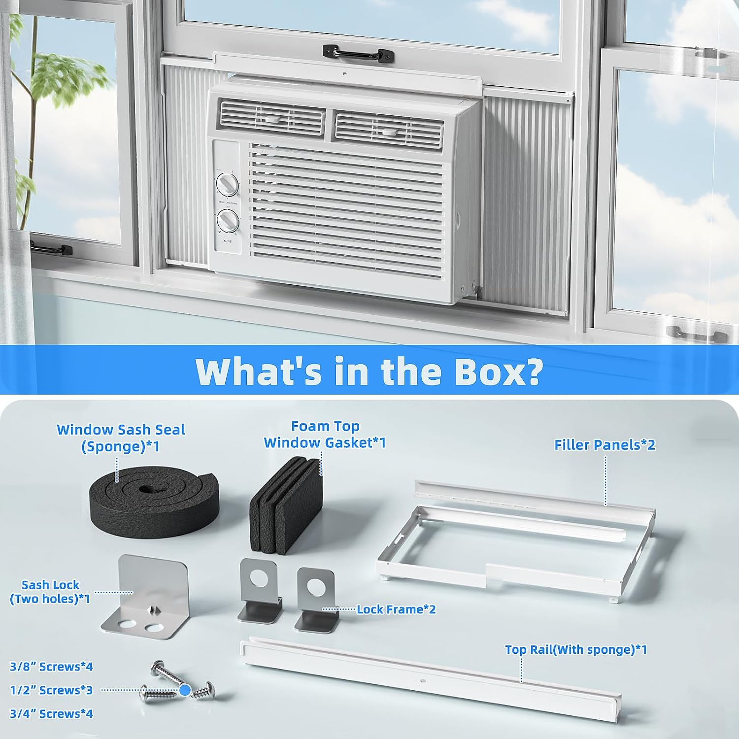 ❄️Limited Time Offer-Antarctic Star 5000 BTU Window Air Conditioner - Quiet Window AC Unit for Small Rooms Up to 150 Sq.Ft, Mechanical Cooling & Fan