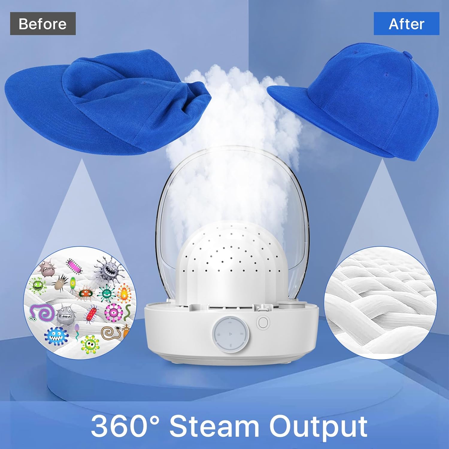 Automatic Cap Cleaner with steam and Dry