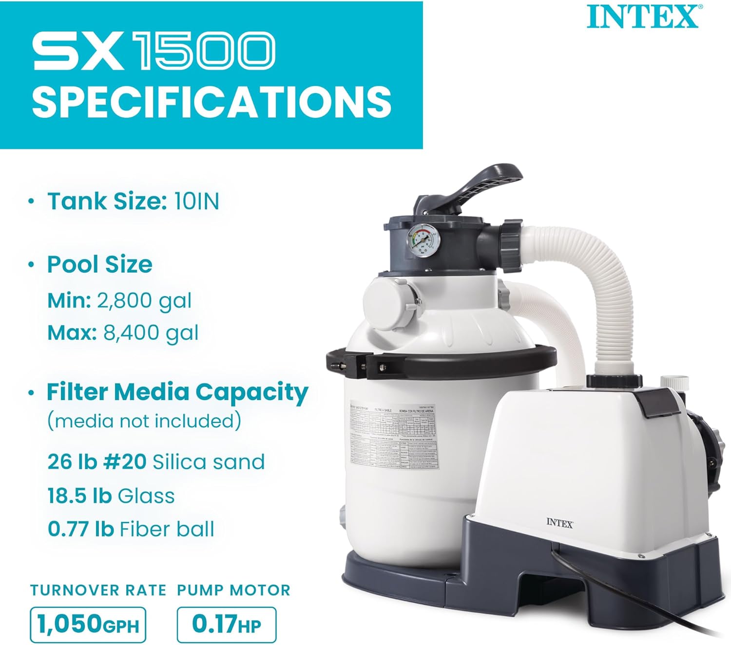 💥Today Only⚡INTEX 2,100 GPH Krystal Clear Sand Filter Pump