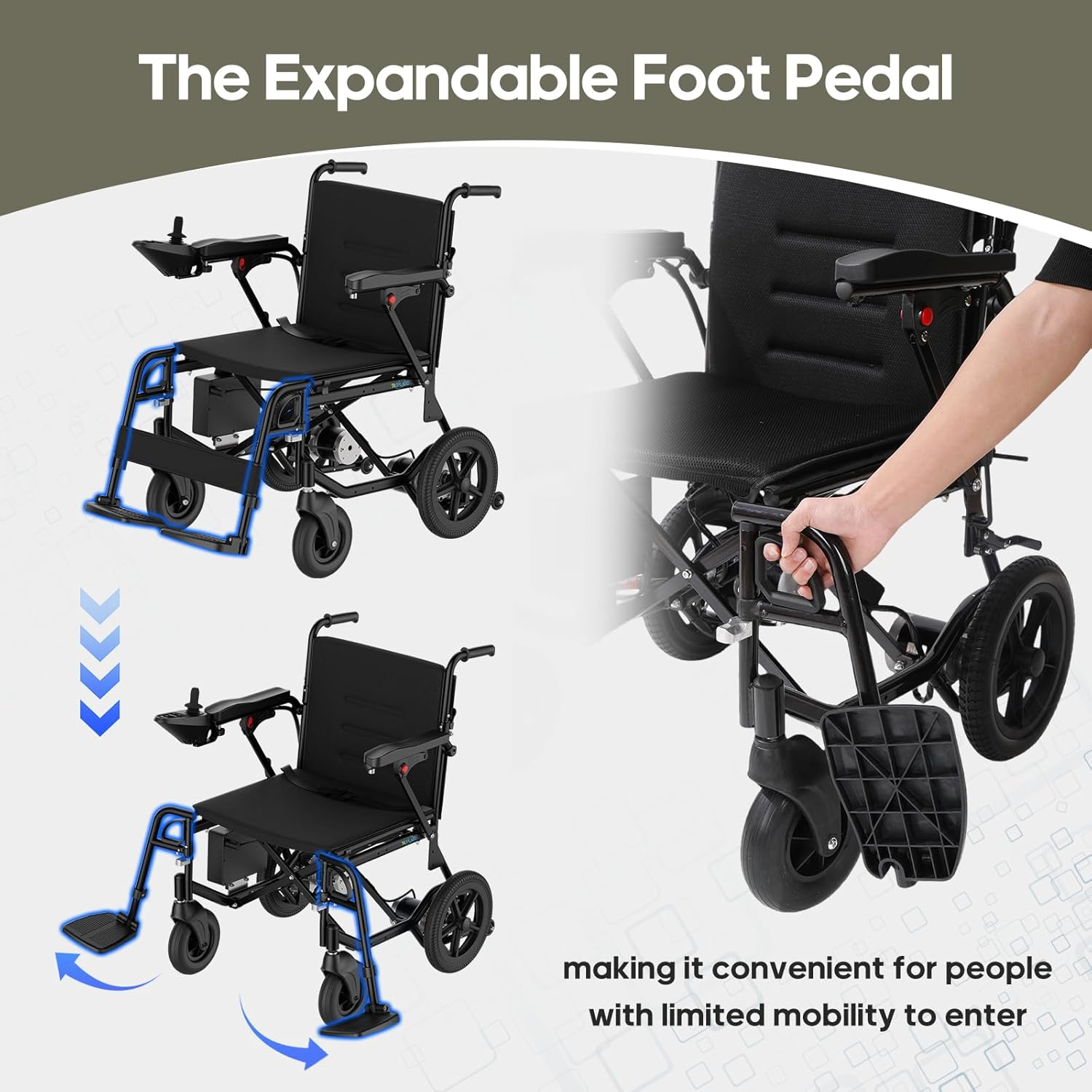 💥 [Flash Sale] Carbon Fiber Pattern Electric Wheelchair for Adults, Foldable Motorized Wheelchair 15 Miles Range, 286 lbs Heavy Duty Capacity