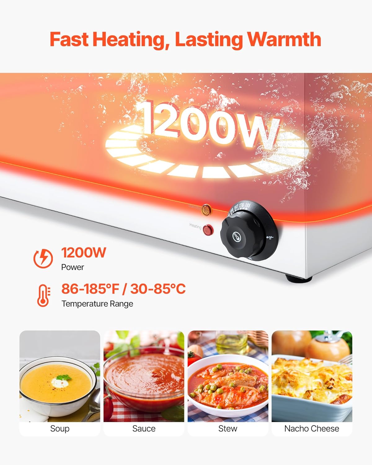 💥Special Offers⚡Commercial Food Warmer — 1500W Stainless Steel Steam Table with Lid 🍲