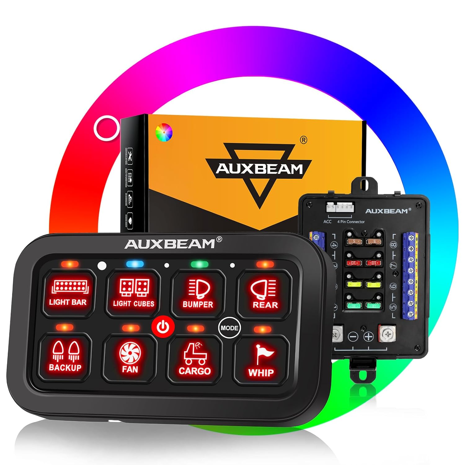 🛠️ [CAR UPGRADE DEAL] Auxbeam BA80 8 Gang Switch Pod, Intelligent Under-Hood Relay Control Box System with Backlight Dimmable Touch Panel for Off-Road Lighting 🚨
