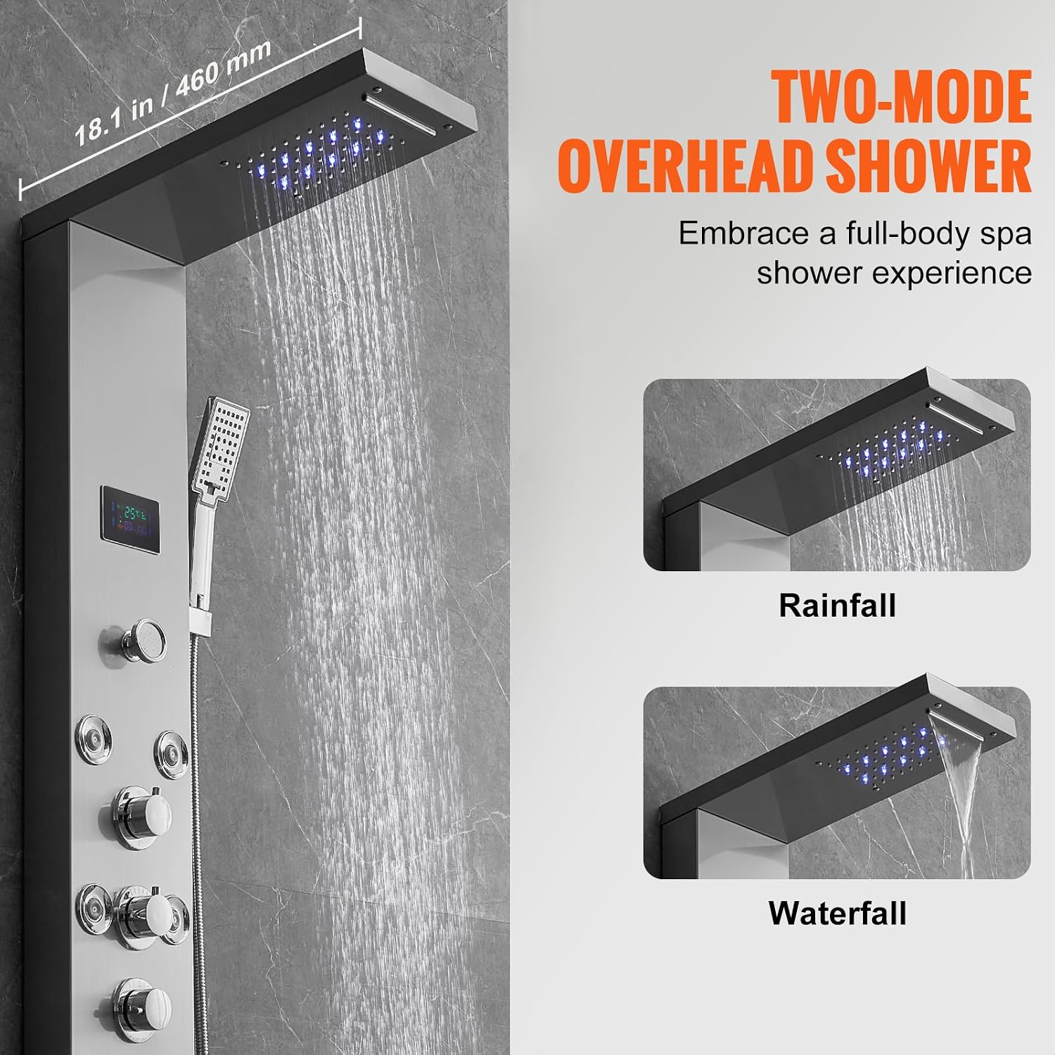 🔥Summer Sale🔥VEVOR Shower Panel, 6 Shower Modes, LED & Screen Hydroelectricity Shower Tower Panel System
