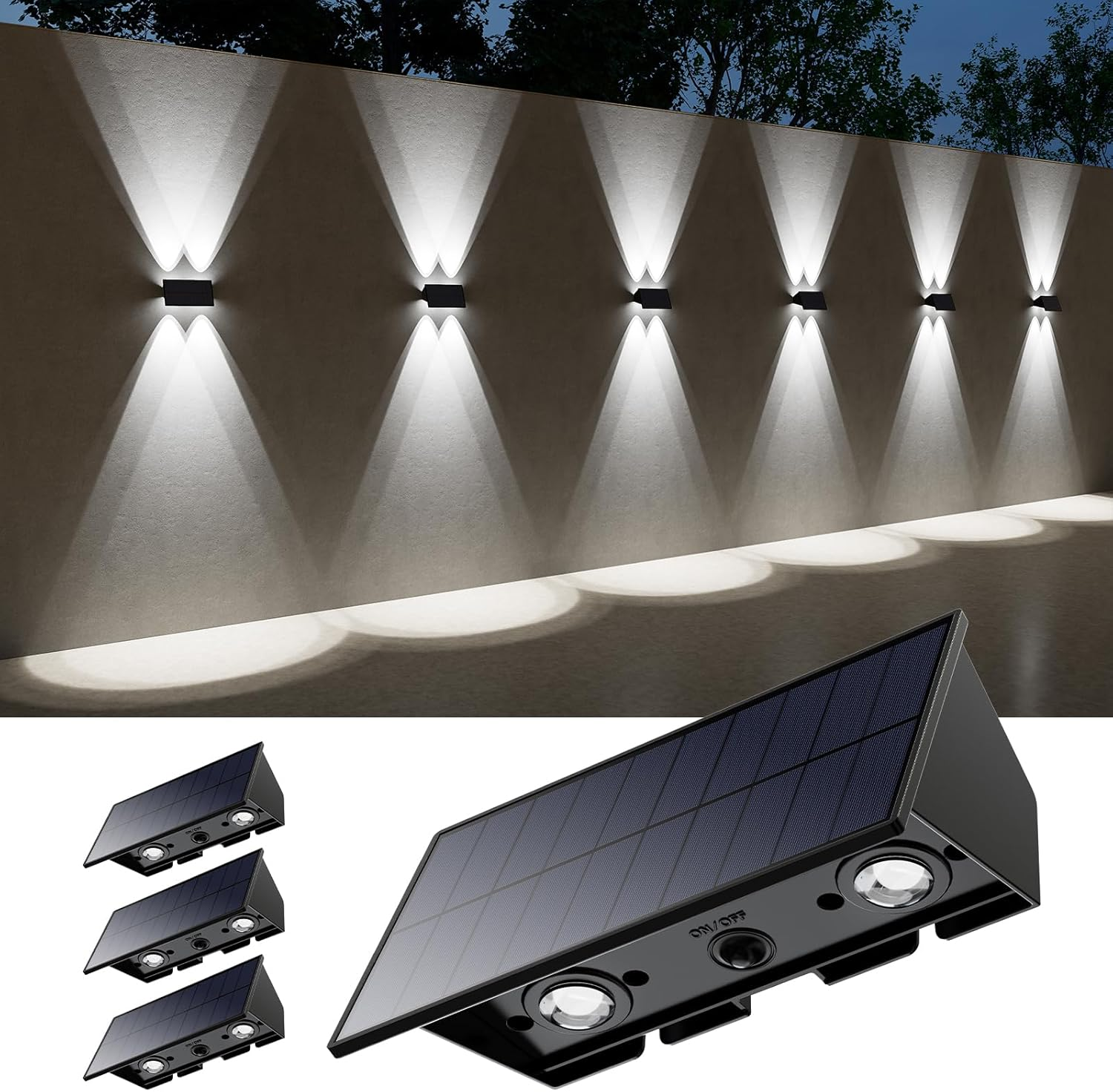 🏡[Online Exclusive] 12 Pack Solar Up and Down Wall Lights - Outdoor Waterproof Decorative LED Lamps for House Exterior, Fence & Patio [🔥Top Rated]
