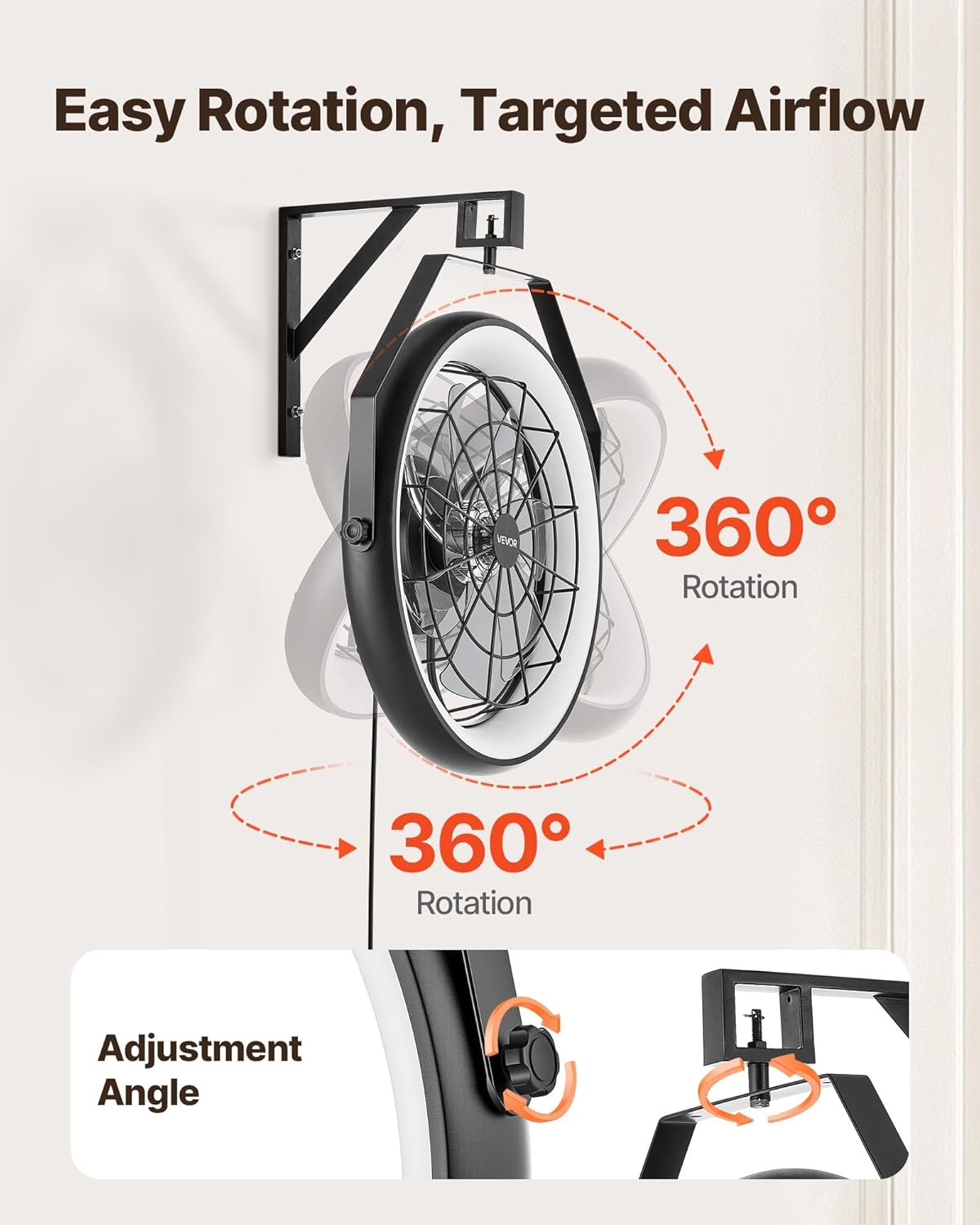 🔥Summer Sale🔥VEVOR 22 Inch Wall Mounted Fan with Lights