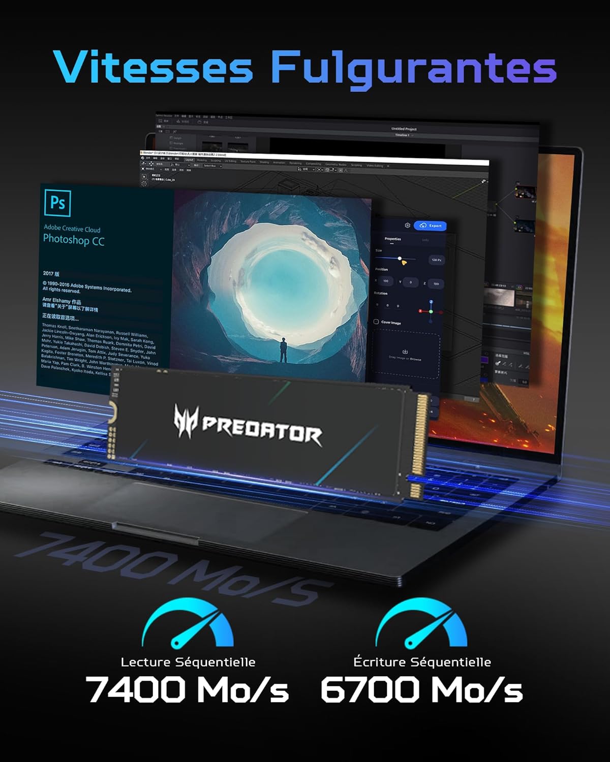 🏆Flash Sale⚡🎮Predator M.2 SSD 2TB GM7000 with DRAM cache NVMe 1.4 2280 PCIe Gen4×4 Ultra high speed
