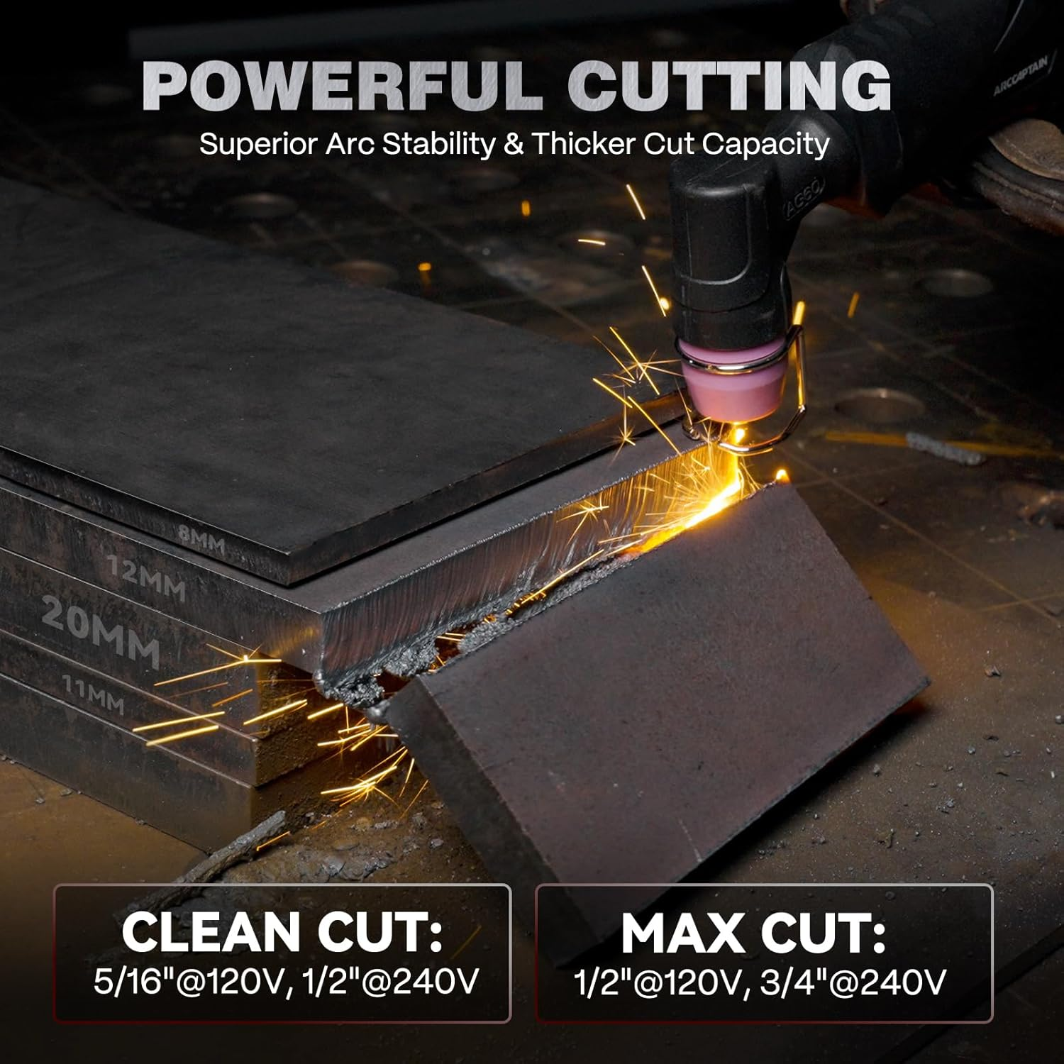 🔥【Best Seller】ARCCAPTAIN iControl CUT55 Pro Plasma Cutter Machine, 55 Amp Non-Touch Pilot Arc 120V/240V, Smart APP & LED Display